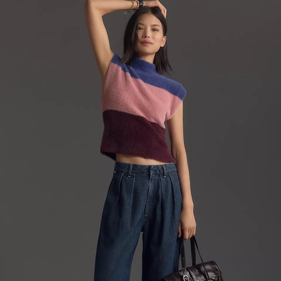 Maeve Sweaters - NWT Anthropologie Maeve Colorblock Eyelash Sweater Vest Medium